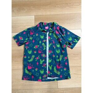 Meow Wolf Men's Lottie Button Up Casual Shirt Short Sleeve Polyester Medium